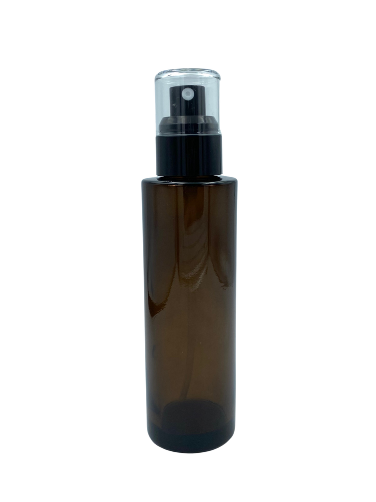 Botella de Vidrio Hombros Rectos ámbar (Spray negro)
