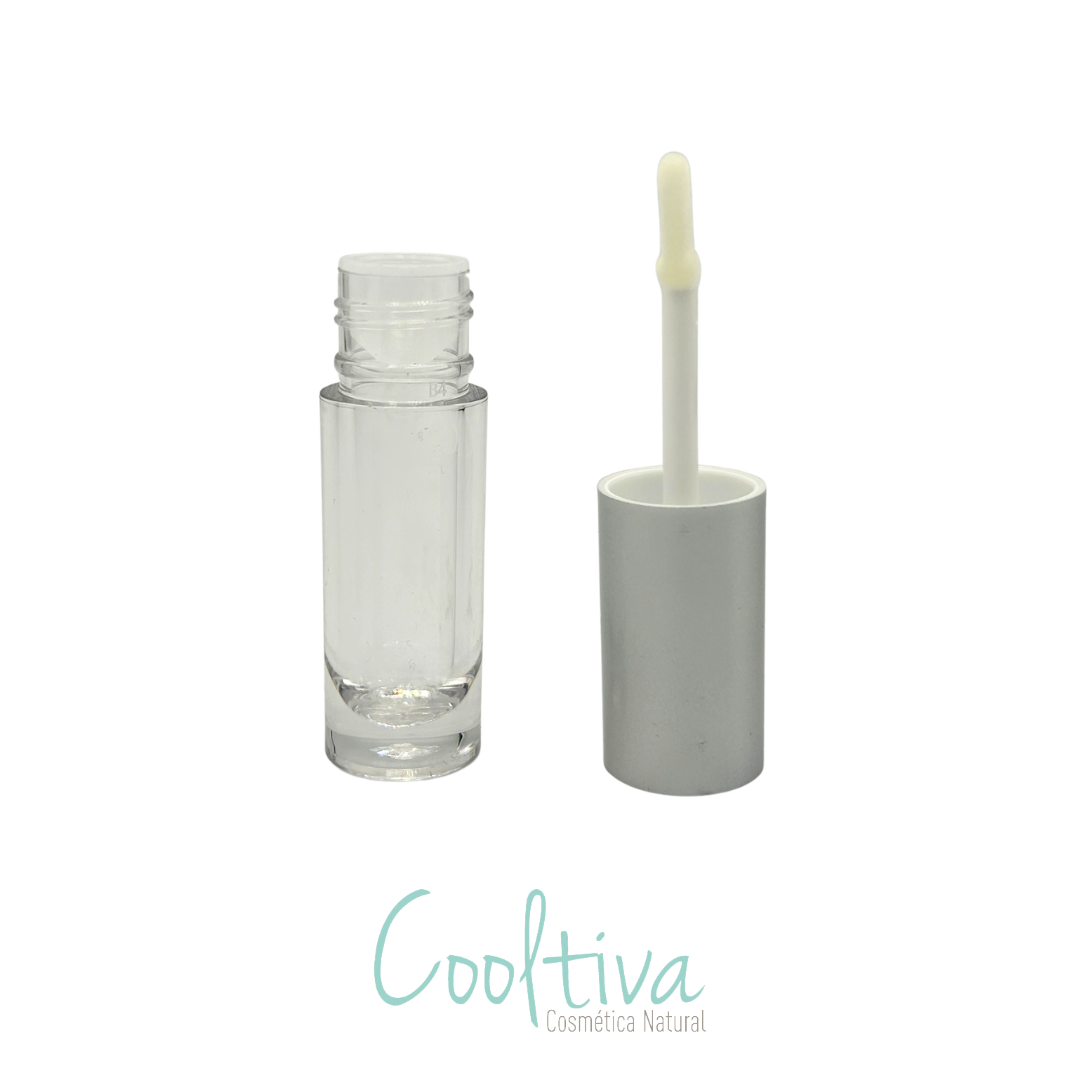 Lip Gloss Transparente tapa plateada